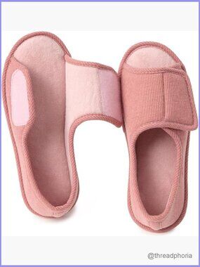 Open-Toe Adjustable Memory Foam Slippers, Comfy Breathable House Shoes